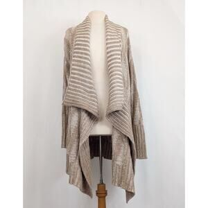 Staring at Stars Cardigan Sweater Tan Cream Ribbed Knit Draped Women's Size M